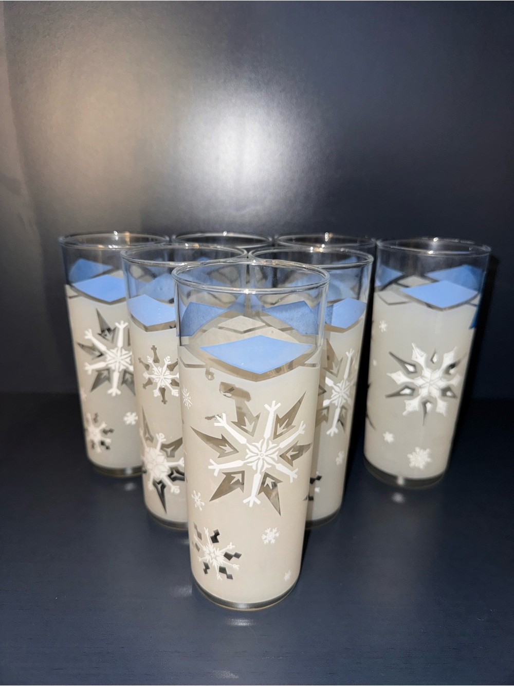 Frosted Snowflake Glass Tumbler - White and Blue
